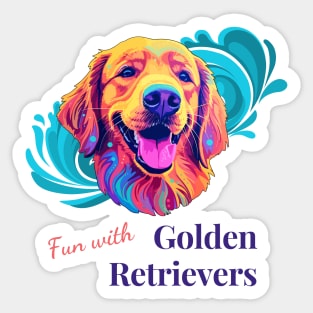 Golden Retrievers Swimming Sticker